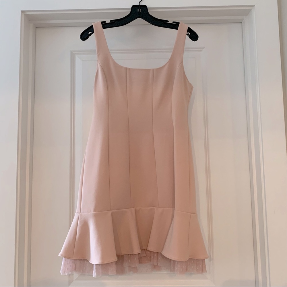 BCBGMAXAZRIA Scoop Neck Sleeveless Fluted Mini Dress